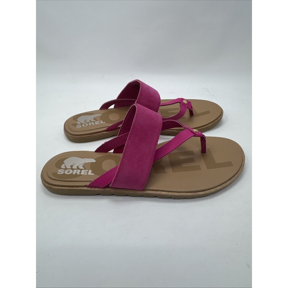 SOREL Ella II Women's 9 Easy Slip On Thong Flip Flop Sandals Fuschia Pink